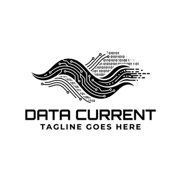 Digital wave logo incorporating binary code.