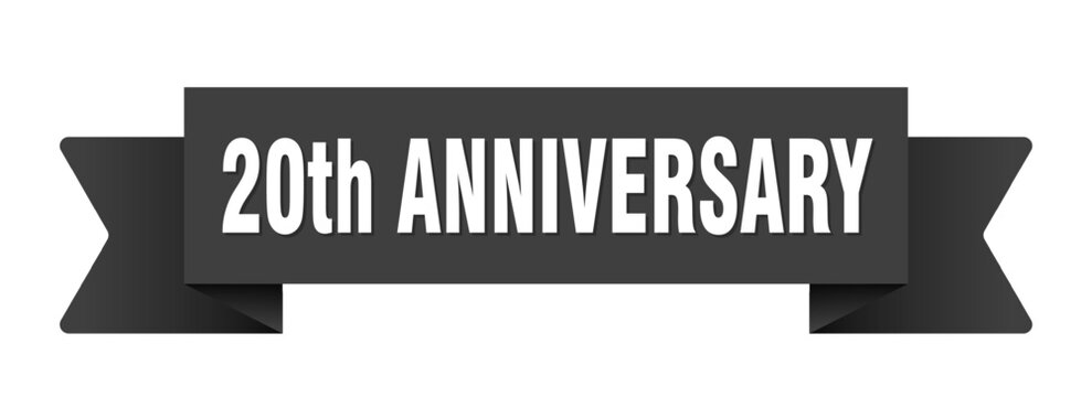 20th anniversary ribbon isolated on transparent background. 20th anniversary ribbon