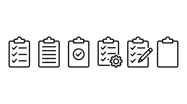 Clipboard workflow icons with checklist gear pencil document vector illustration design.