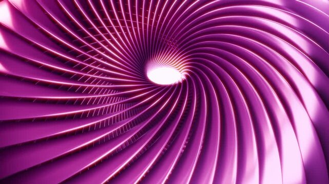 Rotating Purple Spiral Tunnel Abstract 3D Background with Futuristic Glossy Wave Motion