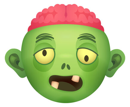 Funny zombie face. Cartoon emoji. Monster expression
