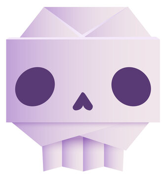 Skull origami icon. Folded paper skeleton head