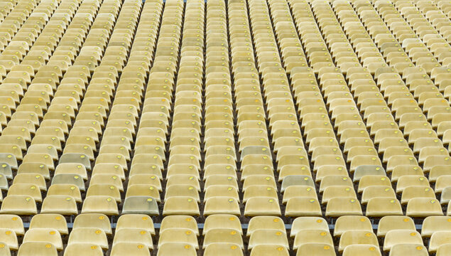 Plastic chairs in a repetitive pattern