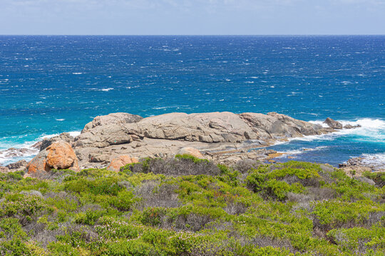 Metamorphically modified ancient granite rock known as Torpedo Rocks off the coast of Yallingup, Western Australia