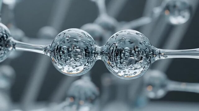 Transparent molecular structure model with glass spheres.