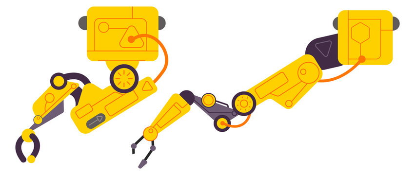 Industrial robot arms. Factory automatic manipulators icon