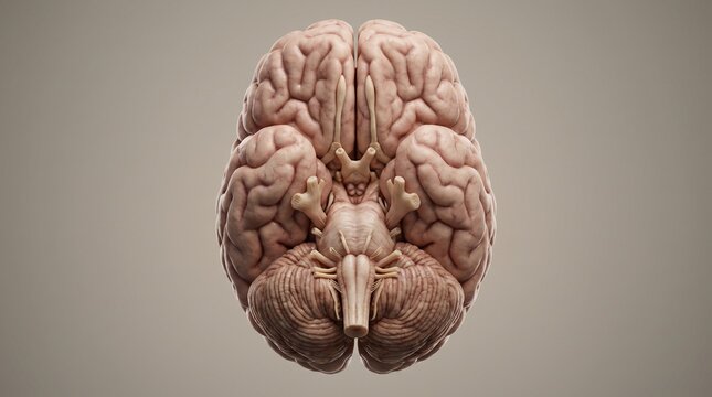 Inferior Base View of Human Brain and Brainstem Anatomy