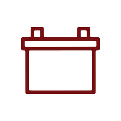 Fototapeta premium Minimalist automotive battery symbol dark red line art for vehicle maintenance and energy industry graphic design