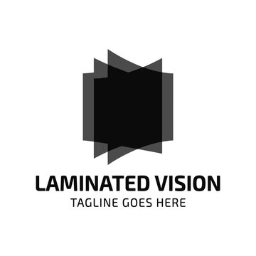 Geometric layered transparent rectangle logo design.