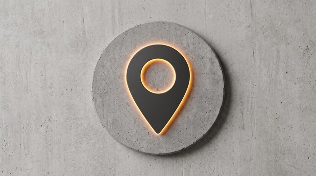 A modern, stylized 3D render of a prominent location pin icon, symbolizing navigation, points of interest, and travel destinations