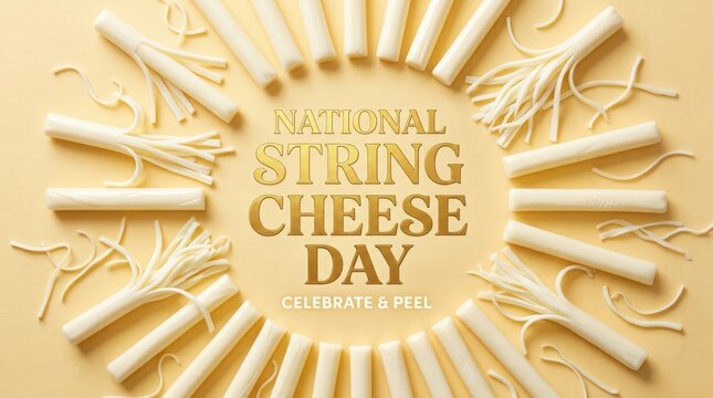 National string cheese day celebration with cheese sticks arranged in a circular pattern
