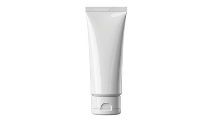 Blank white cosmetic tube with flip-top cap, isolated on transparent background © Freya