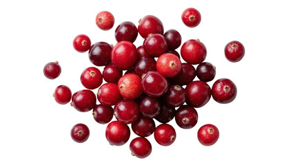 Pile of fresh red cranberries, isolated on transparent background © Freya