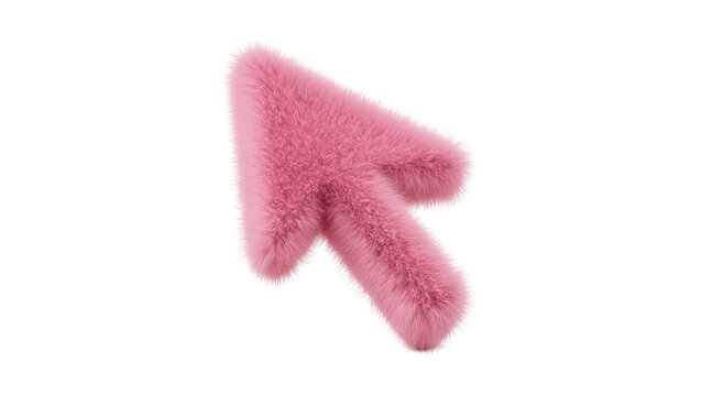 Fluffy pink computer mouse cursor arrow, isolated on transparent background