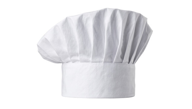 White pleated chef s toque hat clean and crisp fabric, isolated on transparent background