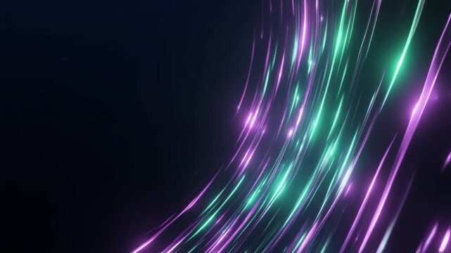 暗闇をゆっくり漂うエメラルドと紫の神秘的なオーラの帯