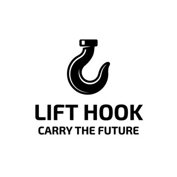Industrial heavy duty lift hook logo.