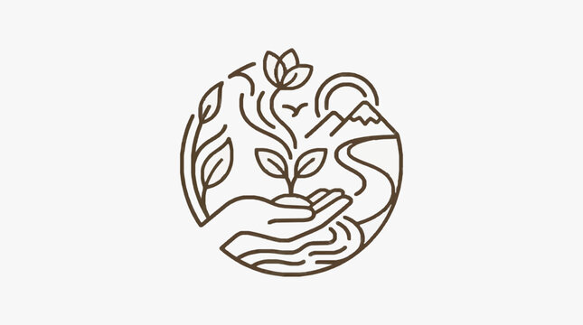 Hand holding growing plant in circular eco design.
