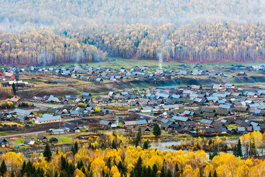 Golden autumn landscapes of Kanas and Hemu Village, Xinjiang, China