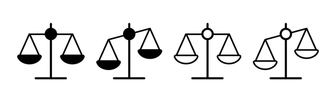 Scales icon set . Law scale icon. Justice sign 