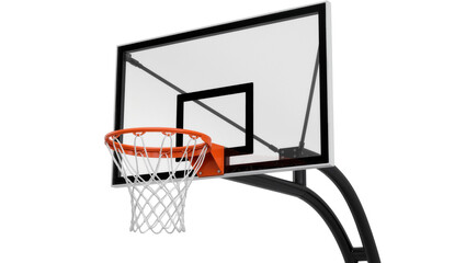 Basketball hoop with orange rim and white net, isolated on transparent background © Matteo