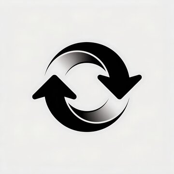 Circular arrows symbol representing refresh loop or repeat action on a plain background with indicating refresh turnaround symbol