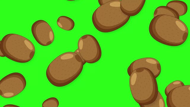 Animated Falling Kiwi Fruit Pattern on Green Background
