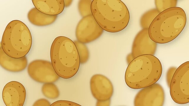 Animated Falling Whole Potatoes on a Light Mesh Background