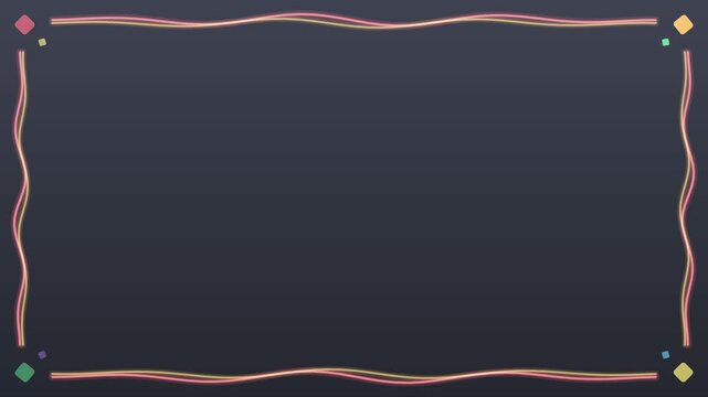 Animated Rainbow Ribbon Border Frame with Flowing Wavy Lines