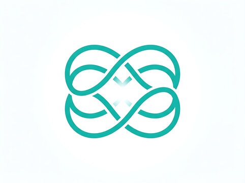 Elegant intertwined teal knot pattern creating a continuous loop, symbolizing infinite connection, unity, and timeless harmony in a sophisticated graphic design