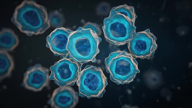 Generic abnormal cell visualization for cancer research, oncology education, biomedical science, pharmaceutical development, biotechnology, and medical communication.