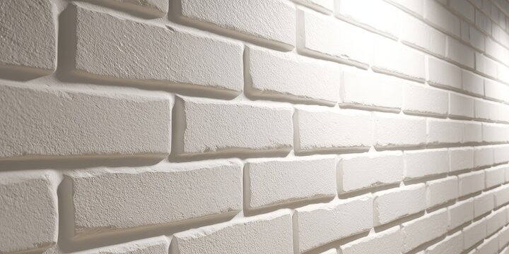 A close-up view of a modern white brick wall with dynamic lighting. Perfect for interior design and architecture backgrounds.