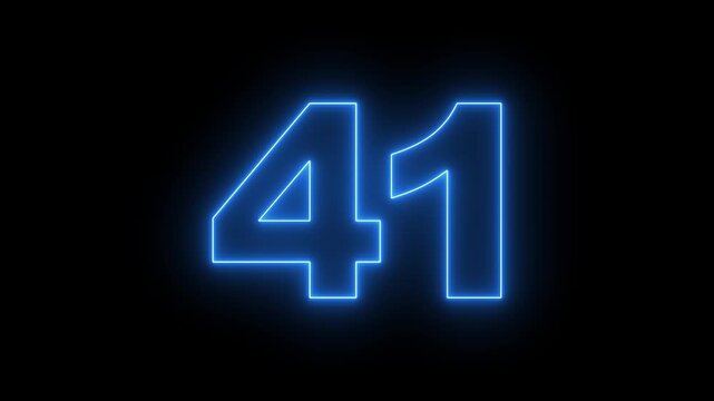 flickering neon number 41 on black background. abstract neon text 41 number countdown timer, glowing neon text number countdown icon background 4k video
