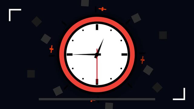 Clock for Video Editing. Modern analog clock graphic with video editing interface elements
