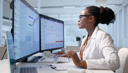 Medical Billing Specialist Carefully Reviews Patient Insurance Claims