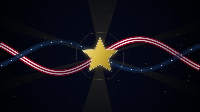 Space themed graphic design featuring star and waving stripes pattern