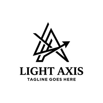 Letter A logo with integrated arrow axis line.