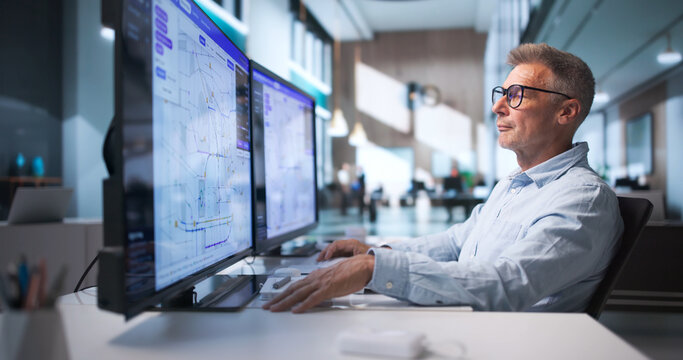 Telecom Engineer Analyzes Fiber Optic Routes, Mapping Network