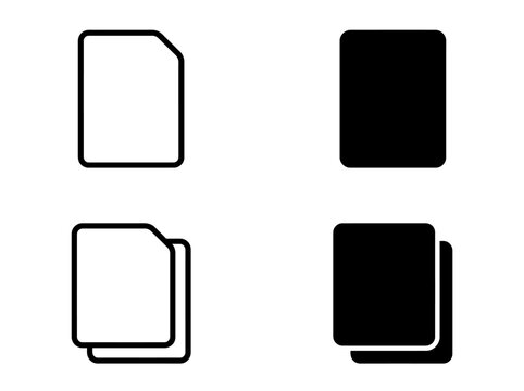 Generic document page icons featuring outline and solid black graphic style
