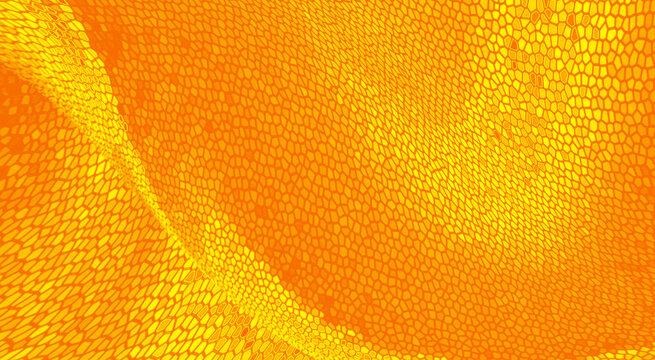 Abstract Orange Golden Cellular Wave Background with Geometric Mosaic Texture. perfect design for futuristic technology, premium presentation backgrounds, luxury geometric design, advertising