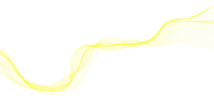Abstract yellow glowing particle wave lines vector on black