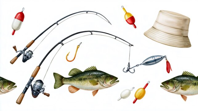 Fishing tackle equipment and bass fish pattern