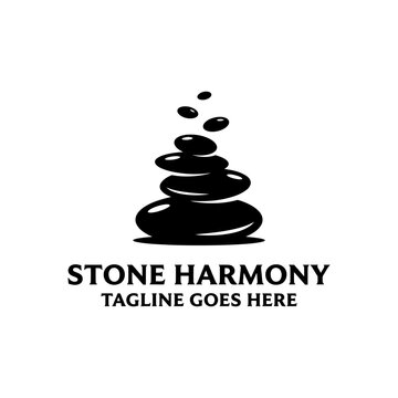 Minimalist stacked zen stones logo symbol.