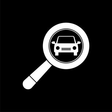 Car search sign icon isolated on black background