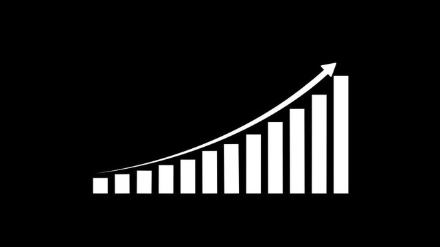 Business growth concept with up trending bar chart and rising arrow symbol business marketing investment statistics analysis corporate accounting performance planning strategy motion 4k animation.