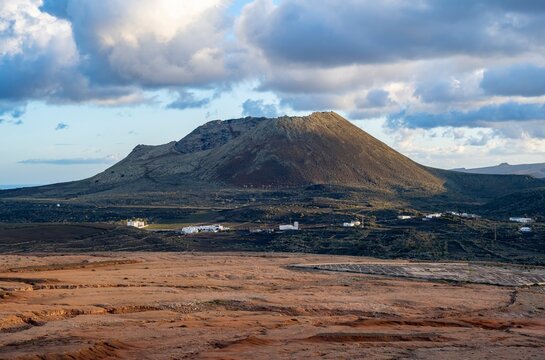 Corona volcano at sunset, Lanzarote, Canary Islands, Canary Islands