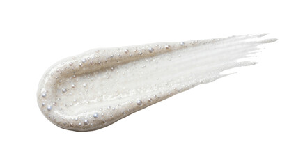White pearlescent scrub smear with tiny beads, isolated on transparent background