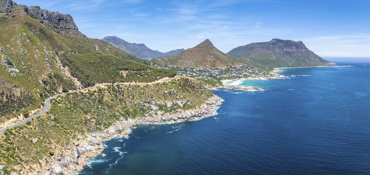 Aerial view, Chapman's Peak Drive coastal road, Noordhoek, Cape Town, Western Cape, South Africa