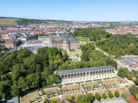 Aerial View of Historic Old City W&uuml;rzburg in Bavaria, Germany