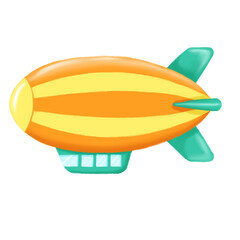 Hand Drawn Colorful Zeppelin Airship Clipart Isolated on Transparent Background © Totomura Toto